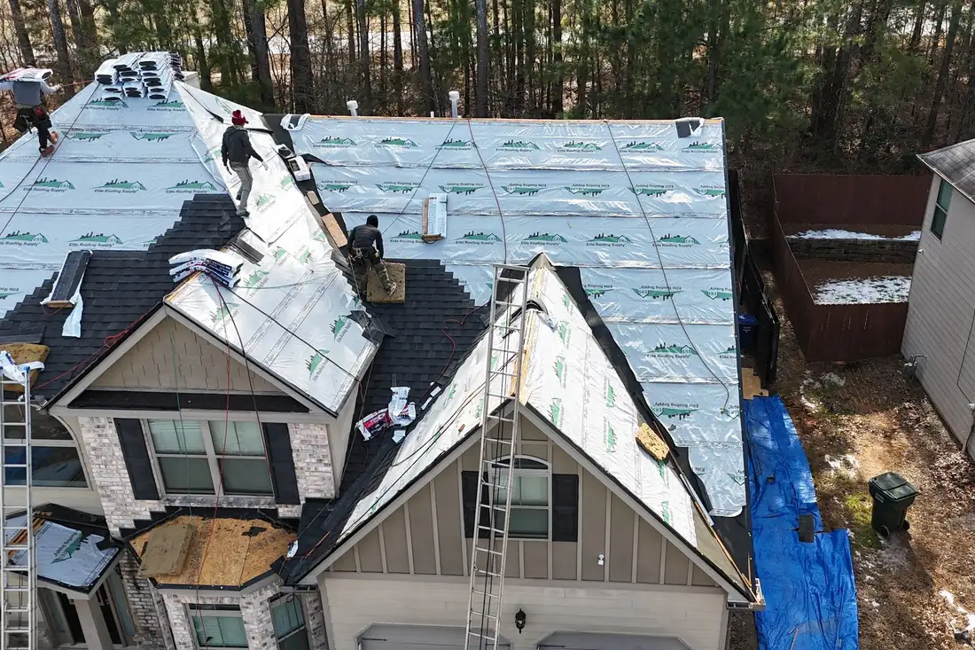 New underlayment installed on a roof