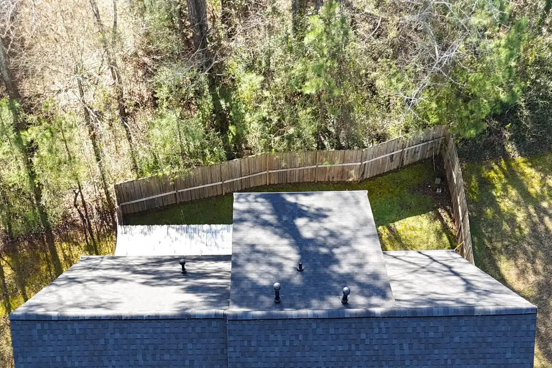 Completed roof, top-down aerial view